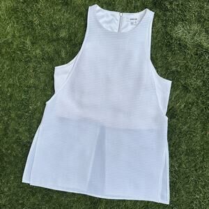 Helmut Lang Raze Drape Top Textured Seersucker Zip Back Bralette Flowy Tank Sml